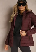 Kurtki damskie - Bordowa Kurtka Ozdobiona Pikowaniem Wykończona Sznurkami i Kapturem Mivissa - miniaturka - grafika 1