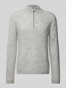 Sweter z dzianiny z dodatkiem wełny i kołnierzem - Swetry męskie - miniaturka - grafika 1
