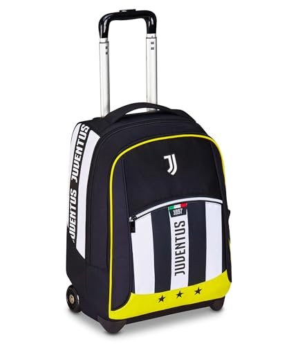 Seven Juventus Big Wózek Szkolny Szkolny, Czarno-biały, 2 w 1, Podwójne zastosowanie, Wózek i Plecak, Szkoła Podstawowa, Dziecko, Piłka nożna, czarne, Taglia unica, Casual