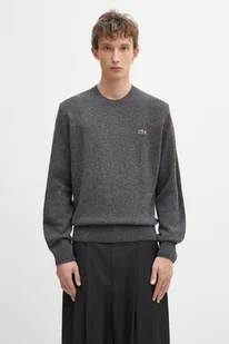 Lacoste sweter wełniany męski kolor szary lekki AH2916 - Swetry męskie - miniaturka - grafika 1