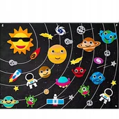 Maty edukacyjne - Edukacyjna Mata Filcowa Montessori Układ Słoneczny Kosmos Tablica na Rzepy - miniaturka - grafika 1