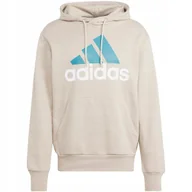 Bluzy męskie - Bluza męska adidas Essentials French Terry Big Logo Hoodie beżowa IJ8584 2X - miniaturka - grafika 1