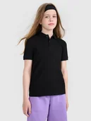 Koszulki dla dziewczynek - 4F Koszulka polo dziecięca - czarna 164 (13-14 lat) - miniaturka - grafika 1