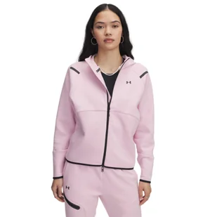 Damska bluza treningowa rozpinana z kapturem Under Armour Unstoppable Fleece FZ - różowa - Bluzy damskie - miniaturka - grafika 1