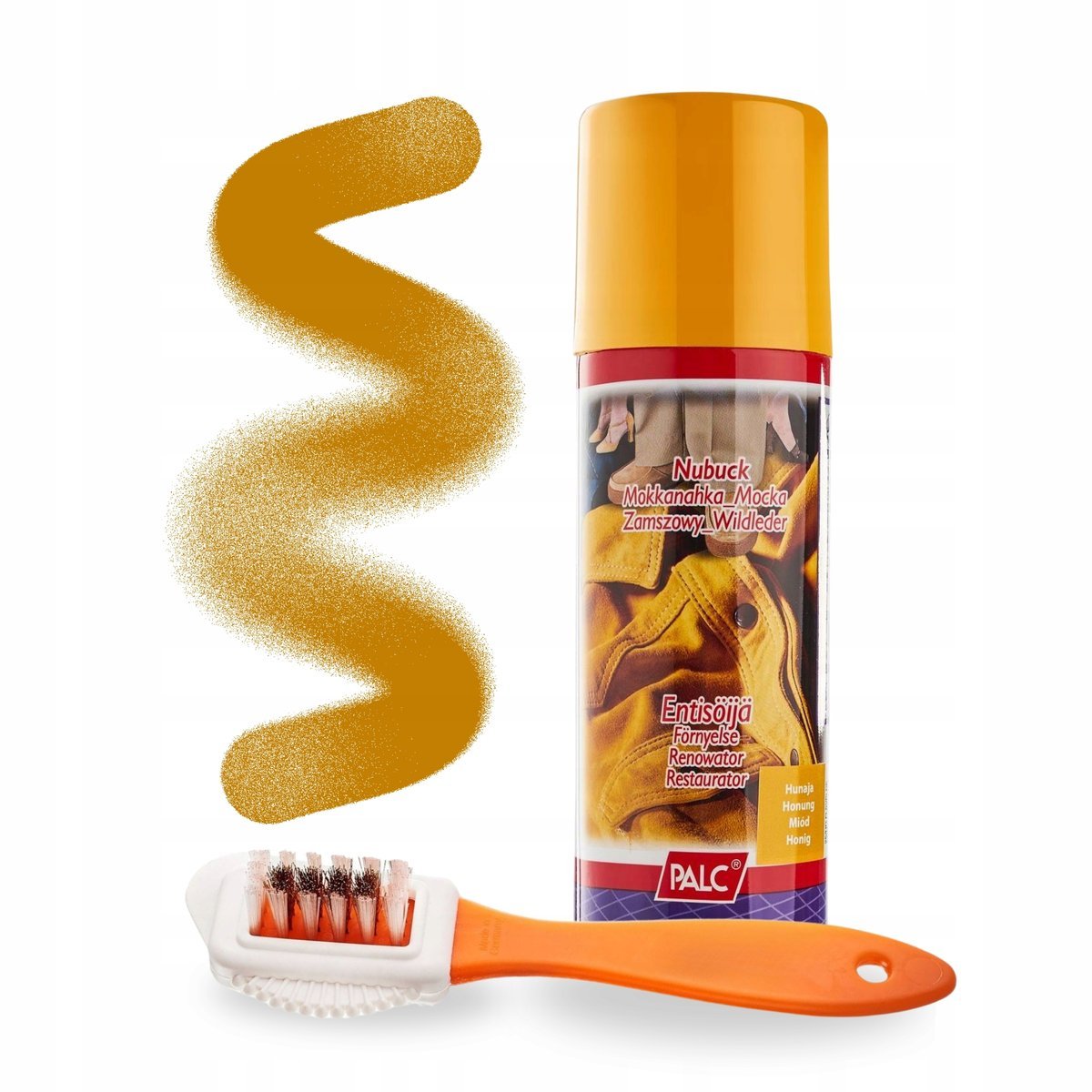 Miodowy Spray Renowator i Szczotka Dwustronna do Zamszu Palc Zestaw 2w1