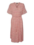 Sukienki - VERO MODA Damska sukienka VMDIXIE 2/4 WRAP Calf Dress WVN, Bittersweet/Checks:Snow White, S, Bittersweet/Checks:snow White, S - miniaturka - grafika 1