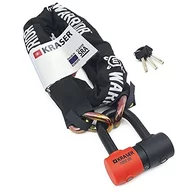 Akcesoria motocyklowe - KRASER KR50100 Blokada Zestaw Antykradzieżowy Motocyklowej Łańcuch Zabezpieczający Kłódka Antykradzieżowa Motocykl Zatwierdzony Mini U Solid Ø18 + 13,5 łańcuch 100cm, Zabezpieczenie ciężki obowiązek - miniaturka - grafika 1