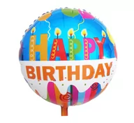 Balony i akcesoria - GoDan Balon foliowy "HAPPY BIRTHDAY - świeczki", 18" RND FG-O34HBS - miniaturka - grafika 1