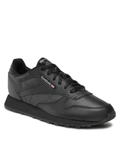 Sneakersy damskie - Reebok Reebok Classic Leather Młodzieżowe Czarne (GZ6094)" unisex Czarny GZ6094 - grafika 1