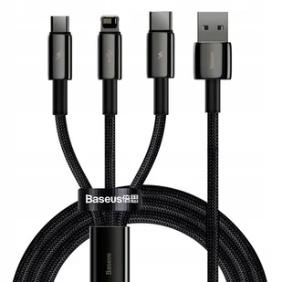 Kabel przewód 3w1 USB USB-C Iphone Lightning microUSB 3.5 A 1.5 m czarny - Kable USB - miniaturka - grafika 1