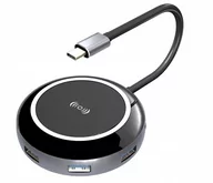 Adaptery i przejściówki - Ładowarka indukcja +adapter Usb-c Hub 3.0 Hdmi Lan - miniaturka - grafika 1