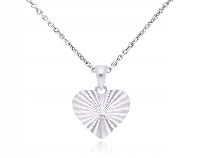 Naszyjnik srebrny damski serce diamentowane błyszczące dł.45 cm pr. 925