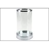 Świeczniki - Świecznik szklany 20 cm srebrny - miniaturka - grafika 1