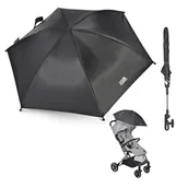 Akcesoria do wózków - PARASOLKA DO WÓZKA UNIWERSALNA DUŻA NA SŁOŃCE I DESZCZ CZARNA FILTR UV - miniaturka - grafika 1
