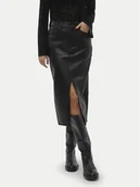 Spódnice - Vero Moda Spódnica z imitacji skóry Veri 10311707 Czarny Regular Fit - miniaturka - grafika 1