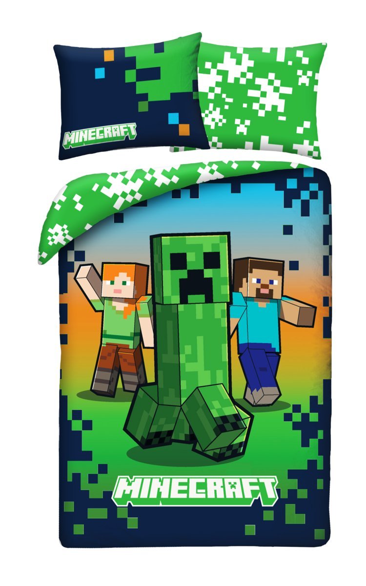 Pościel dziecięca Minecraft 140 x 200 cm Halantex Steve Creeper Mikrofibra