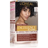 Farby do włosów i szampony koloryzujące - L'Oreal Paris Excellence Creme Universal Nudes, Trwała Farba do Włosów, 1U Uniwersalna Czerń - miniaturka - grafika 1