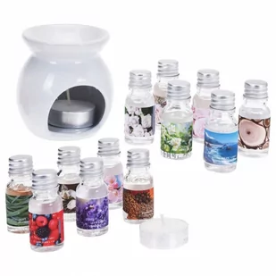Kominek ceramiczny z olejkami zapachowymi i świecami tealight zestaw 15 szt. kod: O-569398 + Sprawdź na SuperWnetrze.pl - NATYCHMIASTOWA WYSYŁKA !! - Zapachy do domu - miniaturka - grafika 1