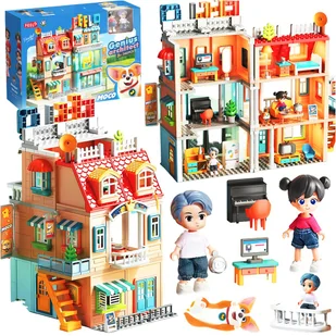 KLOCKI KONSTRUKCYJNE LUKSUSOWA WILLA DUŻY PIĘTROWY DOM 346 el. DOMEK LED 3+ - Klocki - miniaturka - grafika 1