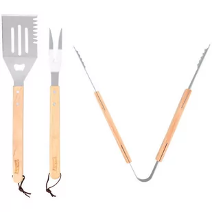 Sztućce do grillowania stal nierdzewna + drewno 39-44cm Big Jeff - Akcesoria do grilla - miniaturka - grafika 1