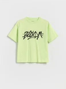 Reserved - Bawełniany t-shirt z nadrukiem - zielony - Koszulki dla chłopców - miniaturka - grafika 1