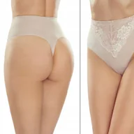 Majtki damskie - Eldar Vena Stringi z wysokim stanem Beżowy XL - miniaturka - grafika 1