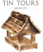 Karmniki dla ptaków - OPALANY DREWNIANY KARMNIK I BUDKA LĘGOWA 2w1 30x23,5x30,5 cm - miniaturka - grafika 1