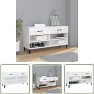 Szafki na buty - The Living Store szafka na buty biały wysoki połysk 102x35x55 cm materiał drewnopochodny - miniaturka - grafika 1