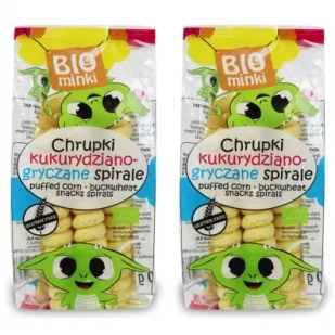 Biominki Chrupki kukurydziano-gryczane spirale bezglutenowe Zestaw 2 x 60 g Bio - Przekąski dla dzieci - miniaturka - grafika 1