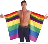 Dodatki do strojów karnawałowych - Peleryna tęczowa kolorowa z otworami na ramiona - miniaturka - grafika 1