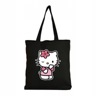 Torby i wózki na zakupy - Eko Torba Bawełniana na ramię Zakupy Shopper Torebka Hello Kitty Kotek 48 - miniaturka - grafika 1
