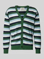 Swetry męskie - Kurtka z dzianiny o kroju oversized z dekoltem w serek - miniaturka - grafika 1