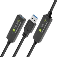 Kable USB - Kabel USB Techly USB-A - USB-A 20 m Czarny (ICUR30200G) - miniaturka - grafika 1