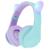 Słuchawki - PowerLocus P2 Kocie Uszy niebiesko-fioletowe - miniaturka - grafika 1