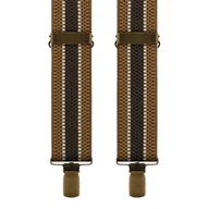Dodatki do ubrań - Szelki do spodni w kolorze beżowo-zielonym w paski EM 12 - EM Men's Accessories - miniaturka - grafika 1