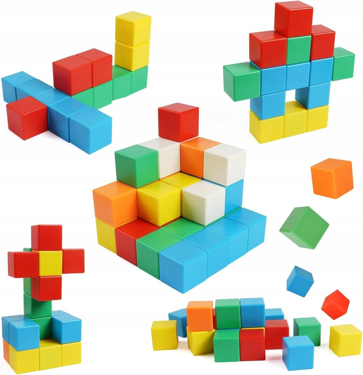 HOTUT Magnetyczne Klocki 32 Sztuki Kolorowe Bloki 3D Puzzle Edukacyjne