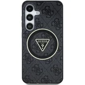 Etui i futerały do telefonów - Etui GUESS 4G Glitter Triangle Buttons MagSafe do Samsung Galaxy S25 Czarny - miniaturka - grafika 1