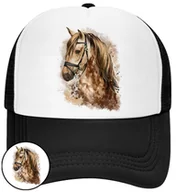 Czapki i chusty sportowe męskie - CZAPKA Z DASZKIEM KONIE KOŃ DLA DZIECI SIATKA CZARNA BEJSBOLÓWKA - miniaturka - grafika 1