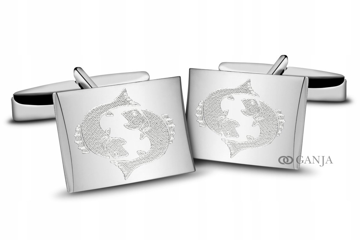 Spinki srebrne do mankietów 925 rodowane RYBY