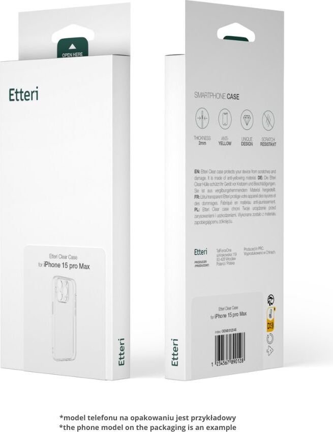 Etui na telefon komórkowy Etteri Clear Case do iPhone 15 Pro Max 6,7