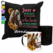 Gadżety dla niej i dla niego - ZESTAW KUBEK MAGICZNY + POSZEWKA Z PODUSZKĄ- KONIE ZWIERZĘTA PREZENT + IMIĘ - miniaturka - grafika 1