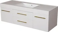 Szafki łazienkowe - Szafka wisząca biały mat z umywalką 140 cm Nela Belli Gold Gante - miniaturka - grafika 1