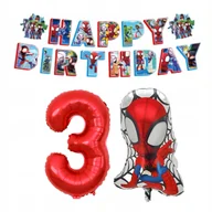 Balony i akcesoria - BALONY SPIDEY SPIDERMAN NA URODZINY ZESTAW BANER CYFRA 3 CZERWONA DEKORACJA - miniaturka - grafika 1