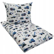 Pościel dla dzieci - Pościel Dziecięca 100x160 + 50x60 Koparki Niebieskie Na Białym - miniaturka - grafika 1