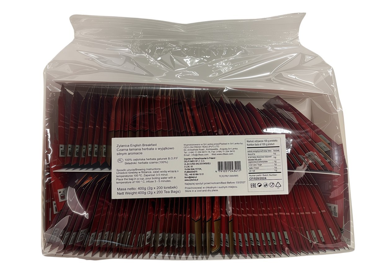 Czarna Herbata Cejlońska Ekspresowa Zylanica English Breakfast 200 torebek