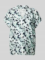 Koszulki i topy damskie - T-shirt ze wzorem na całej powierzchni i dekoltem w serek - miniaturka - grafika 1