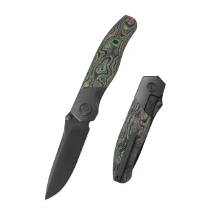 Nóż składany Kubey KB Knives Velvet Snake Black DLC Titanium/Watermelon Sugar CamoCarbon, Black DLC M390 by Bastard Knives (KB266C) - Noże - miniaturka - grafika 1