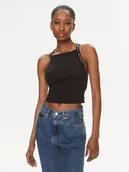 Koszulki i topy damskie - Calvin Klein Jeans Top Logo J20J223110 Czarny Slim Fit - miniaturka - grafika 1
