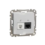 Gniazdka elektryczne - Schneider Gniazdo internetowo-telefoniczne (RJ45 kat.6 UTP + RJ11) SEDNA Design & Elements srebrne aluminium - miniaturka - grafika 1