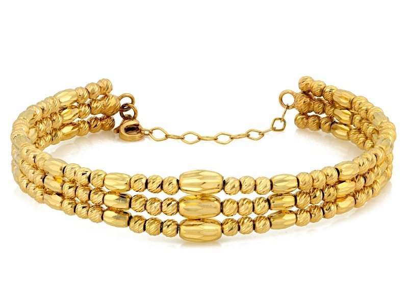 Bransoletka złota 585 sztywna bangle szeroka z kuleczkami r15 na prezent